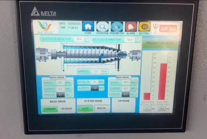 Painel de controle do sistema de separação